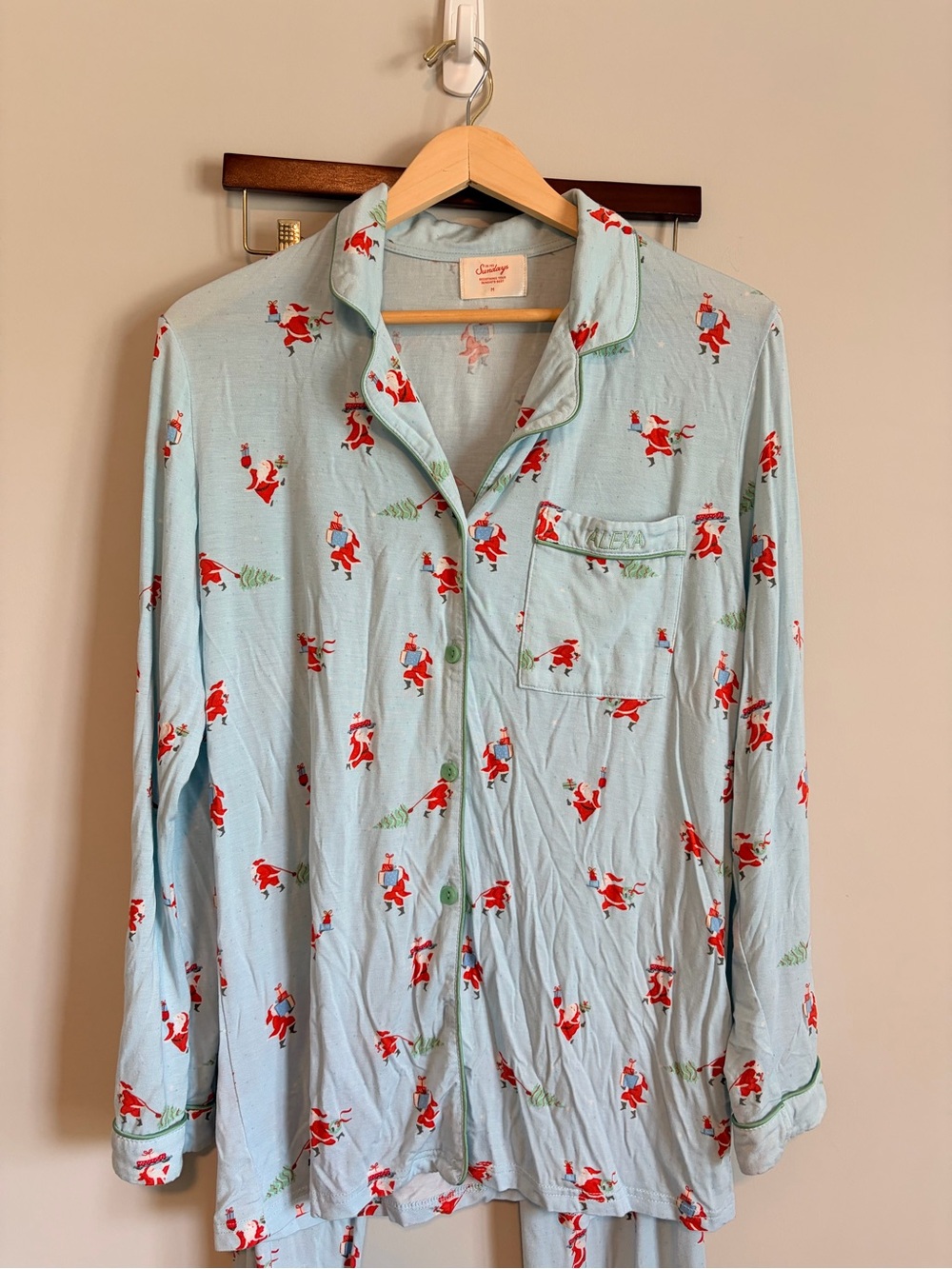 In My Sundays Santa Express Long Sleeve and Pant Pajama Set, size M monogramed - Picture 5 of 10